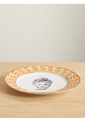 GINORI 1735 - + Luke Edward Hall Il Viaggio Di Nettuno Gold-plated Porcelain Dinner Plate - White - One size
