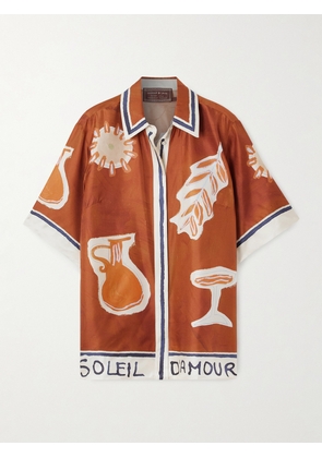 ALÉMAIS - Soleil D'amour Printed Silk-twill Shirt - Red - UK 4,UK 6,UK 8,UK 10,UK 12,UK 14,UK 16