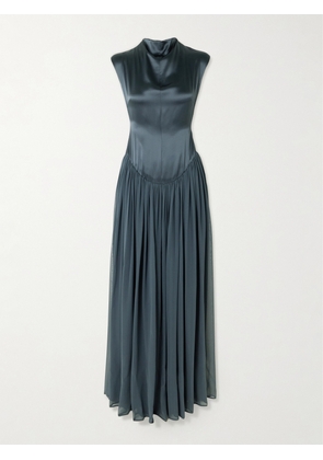 TOVE - Sabi Gathered Silk-satin And -chiffon Gown - Gray - FR 34,FR 36,FR 38,FR 40,FR 42