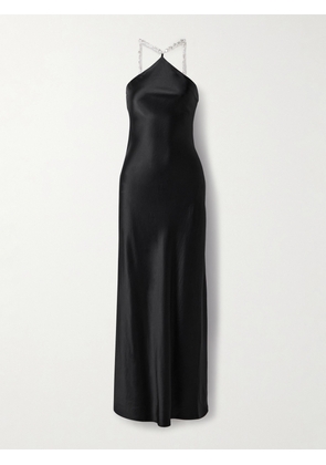 STAUD - Cadence Faux Pearl-embellished Satin Maxi Dress - Black - US00,US0,US2,US4,US6,US8,US10,US12,US14,US16