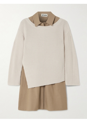 STAUD - Dane Layered Twill And Wool-blend Mini Dress - Ivory - x small,small,medium,large,x large