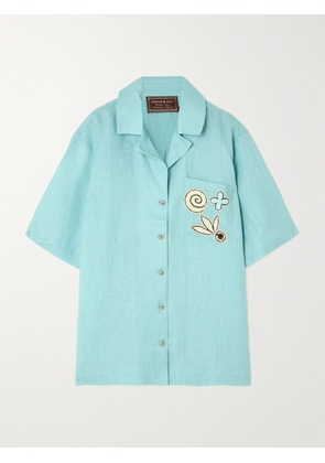 ALÉMAIS - Azar Embroidered Cotton-gauze Shirt - Blue - UK 4,UK 6,UK 8,UK 10,UK 12,UK 14