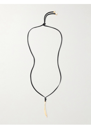 Bottega Veneta - Gold-plated And Leather Necklace - Black - One size