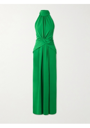 Johanna Ortiz - Excepionalidad Cutout Ruched Silk-crepe Turtleneck Maxi Dress - Green - US0,US2,US4,US6,US8,US10,US12
