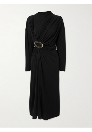 Bottega Veneta - Embellished Gathered Jersey Midi Dress - Black - IT36,IT38,IT40