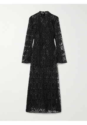 Agua by Agua Bendita - Arcilla Paramo Embellished Embroidered Tulle Maxi Dress - Black - x small,small,medium,large