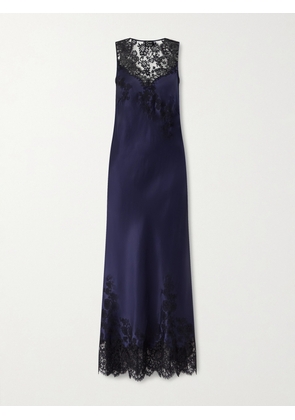 Carine Gilson - Lace-trimmed Silk-satin Nightdress - Blue - x small,small,medium,large