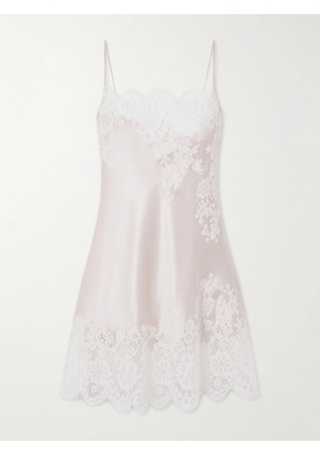 Carine Gilson - Lace-trimmed Silk-satin Nightdress - Pink - x small,small,medium,large