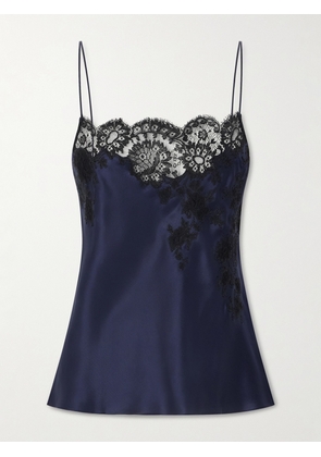 Carine Gilson - Lace-trimmed Silk-satin Camisole - Blue - x small,small,medium,large