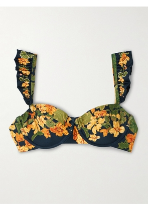Agua by Agua Bendita - Kiwi Cordillera Ruffled Floral-print Stretch Recycled Bikini Top - Multi - x small,small,medium,large,x large