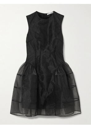Cecilie Bahnsen - Claudie Gathered Paneled Organza And Satin Mini Dress - Black - UK 4,UK 6,UK 8,UK 10,UK 12,UK 14