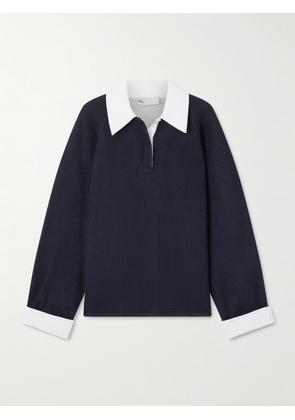 Tory Burch - Wool And Cotton-blend Polo Shirt - Blue - x small,small,medium,large