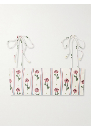 Agua by Agua Bendita - Primavera Printed Recycled Bikini Top - White - x small,small,medium,large,x large