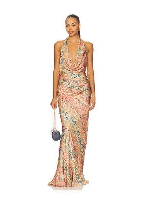 Nookie Solana Gown in Peach. Size L. Also in XS, S, M, XL.