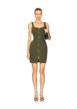 L'AGENCE Jaxyn Corset Zip Dress in Green. Size 0. Also in 2, 4.