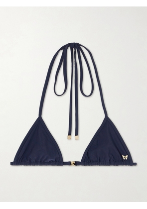 Kiki de Montparnasse - Coeur Embellished Triangle Halterneck Bikini Top - Blue - x small,small,medium,large,x large