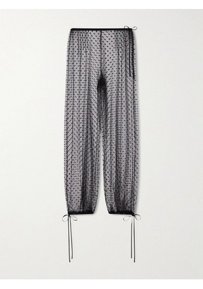 Kiki de Montparnasse - Bow-detailed Flocked Tulle Tapered Pants - Black - x small,small,medium,large,x large