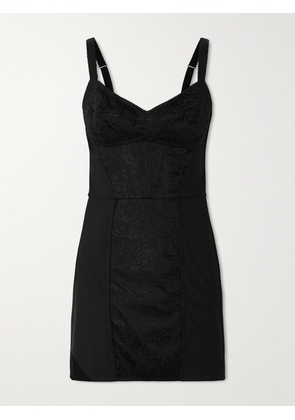 Dolce & Gabbana - Lace-paneled Jersey Mini Dress - Black - IT36,IT38,IT40,IT42,IT44,IT46