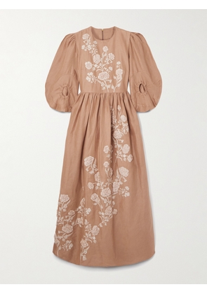 Agua by Agua Bendita - Raquel Embroidered Linen Maxi Dress - Neutrals - x small,small,medium,large,x large