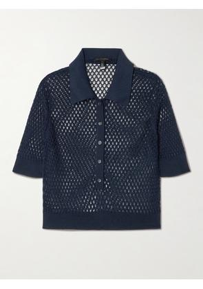 Kiki de Montparnasse - Crocheted Silk Polo Shirt - Blue - x small,small,medium,large,x large