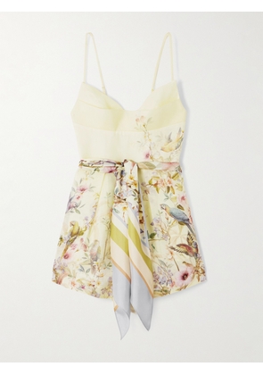 Zimmermann - Rebellion Printed Linen And Silk-blend Playsuit - Cream - 00,1,2,3,4