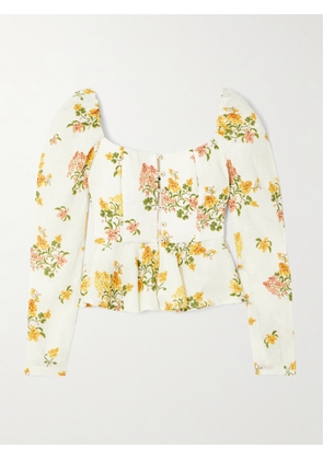 Agua by Agua Bendita - Bromelia Cordillera Floral-print Linen Peplum Top - Multi - x small,small,medium,large,x large