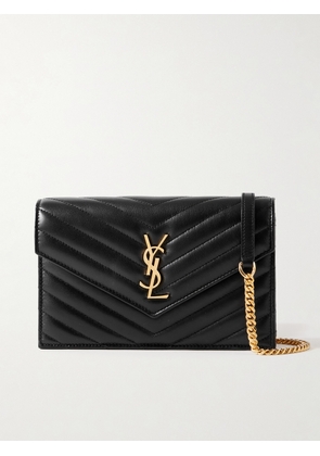 SAINT LAURENT - Cassandre Envelope Matelassé Leather Shoulder Bag - Black - One size