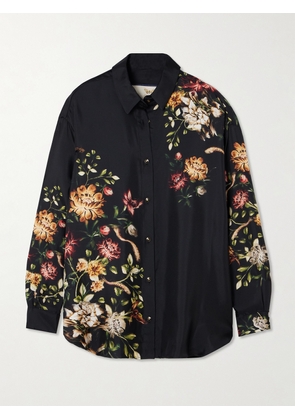 Agua by Agua Bendita - Cecilia Paramo Floral-print Silk-twill Shirt - Black - x small,small,medium,large,x large