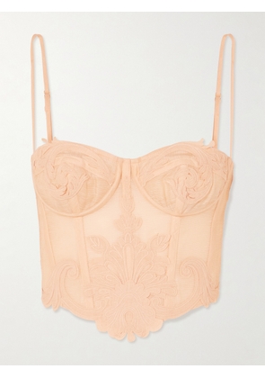 Zimmermann - Rebellion Appliquéd Linen And Silk-blend Corset Top - Orange - 00,1,2,3,4