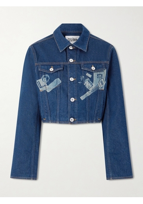 Jean Paul Gaultier - Cropped Printed Denim Jacket - Blue - xx small,x small,small,medium,large,x large