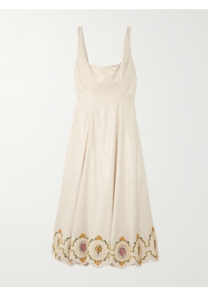 Agua by Agua Bendita - Pistilo Cordillera Embroidered Metallic Woven Midi Dress - Neutrals - x small,small,medium,large,x large