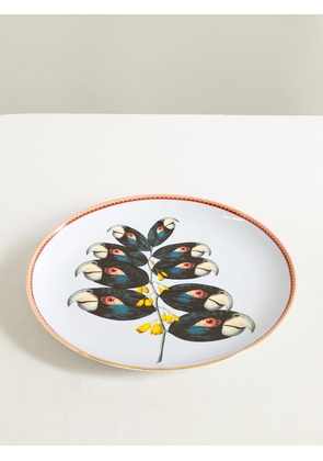 La DoubleJ - + Beto Val Gold-plated Porcelain Plate - Blue - One size