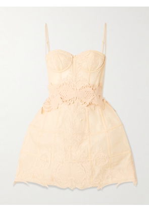 Zimmermann - Rebellion Filigree Appliquéd Linen And Silk-blend Mini Dress - Cream - 00,1,2,3,4