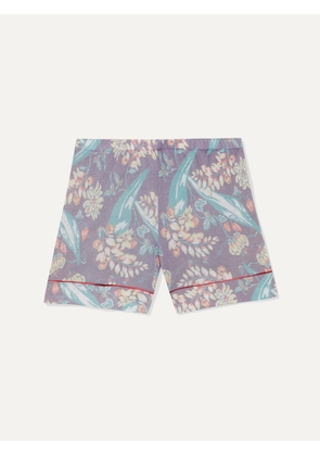 The Elder Statesman - Printed Cashmere And Silk-blend Shorts - Purple - medium,large