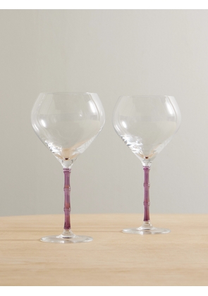 La DoubleJ - Bamboo Balloon Set Of Two Crystal Glasses - Pink - One size