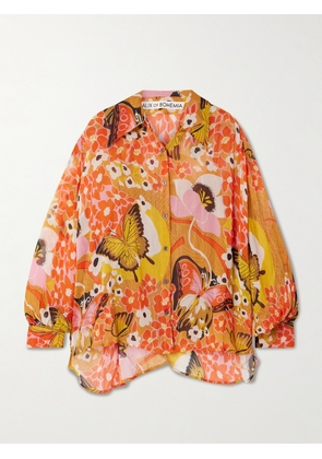 ALIX OF BOHEMIA - Emery Marigold Meadow Georgette Shirt - Orange - x small,small,medium,large,x large