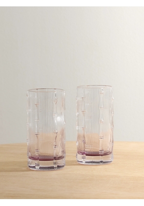 La DoubleJ - Bamboo Set Of Two Crystal Highball Glasses - Pink - One size