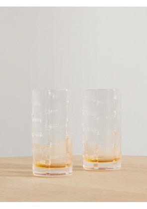 La DoubleJ - Bamboo Set Of Two Crystal Highball Glasses - Yellow - One size