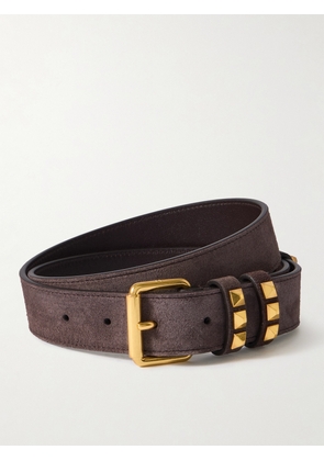 Valentino Garavani - Embellished Suede Belt - Brown - 65,70,75,80,85,90,95