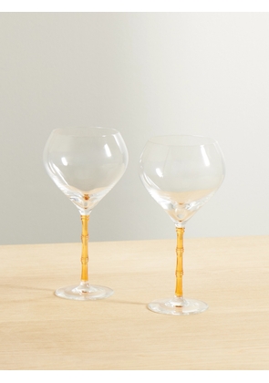 La DoubleJ - Bamboo Balloon Set Of Two Crystal Glasses - Yellow - One size