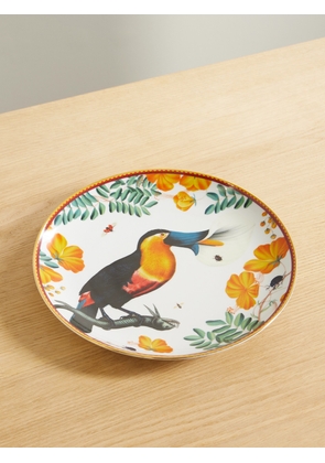 La DoubleJ - + Beto Val Gold-plated Painted Porcelain Plate - Green - One size