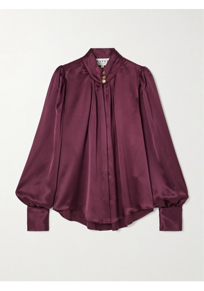 MAISON MAYLE - Val D'isere Gathered Silk-charmeuse Blouse - Burgundy - US0,US2,US4,US6,US8,US10,US12