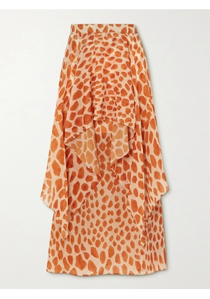 PATBO - Margot Layered Printed Chiffon Maxi Skirt - Cream - US0,US2,US4,US6,US8,US10,US12