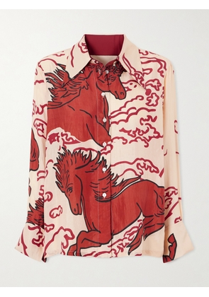 ALIX OF BOHEMIA - Dana Printed Silk-satin Shirt - Off-white - x small,small,medium,large,x large