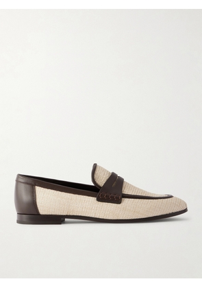 Brunello Cucinelli - Leather-trimmed Raffia Penny Loafers - Cream - IT36,IT36.5,IT37,IT37.5,IT38,IT38.5,IT39,IT39.5,IT40,IT40.5,IT41