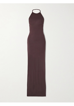 ÉTERNE - Vivian Stretch-modal Jersey Halterneck Maxi Dress - Brown - x small,small,medium,large,x large