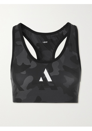 AARMY - Chelsea Camouflage-print Stretch Sports Bra - Black - x small,small,medium,large,x large