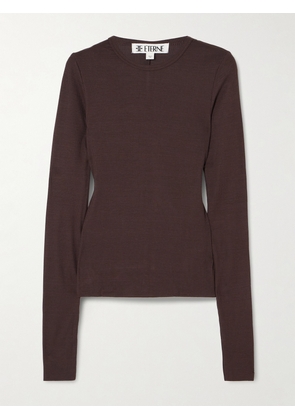 ÉTERNE - Ribbed Jersey Top - Brown - x small,small,medium,large,x large