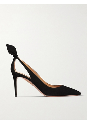 Aquazzura - Bow Tie 85 Suede Pumps - Black - IT34,IT35,IT35.5,IT36,IT36.5,IT37,IT37.5,IT38,IT38.5,IT39,IT39.5,IT40,IT40.5,IT41,IT41.5,IT42