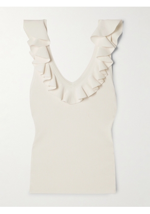 Zimmermann - Awaken Ruffled Ribbed-knit Top - White - 00,1,2,3,4